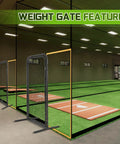 Heavy Duty Batting Cage Door 2.8 By 6.3 Ft Freestanding Steel Frame Entry Gate With Net in indoor training facility