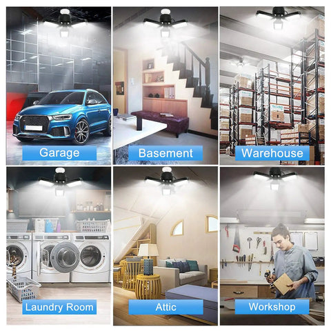 Beast Bright 80W LED Garage Light With 8000 Lumens And 6500K Daylight illuminating garage, basement, warehouse, laundry room, attic, workshop