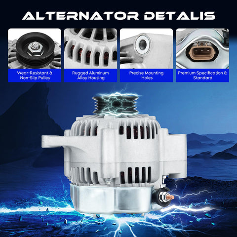 High Output 80 Amp 12V Alternator Replacement For 3.4L Toyota 4Runner, Tacoma, And Tundra Fits 1999 To 2004 Models, CW Rotation