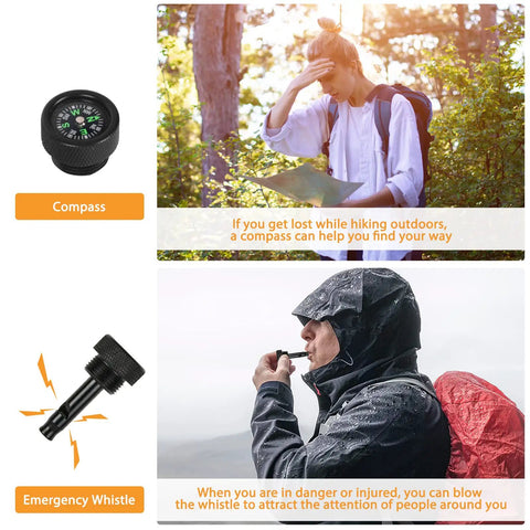 Compass and whistle for Folding Shovel With Pickaxe And Multi Tool Saw, Whistle, Compass And Bottle Opener, High Carbon Steel, 24 Inch Off Road Emergency Shovel In Portable Bag For Digging, Backpacking, Hiking, Gardening, And Other Outdoor Adventures