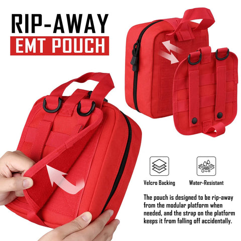 Red LIVANS 1000D EMT first aid pouch with MOLLE straps and rip-away design