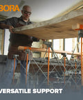 Person using Centipede 30 Inch Folding Work Table Set No Assembly With 9 Struts Collapsible Frame 3500 Lb Capacity.