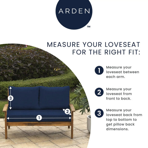 Outdoor Loveseat Cushion Set 3-Piece With 2 Back Pillows And 1 Bottom Cushion, 48 By 24 Inches, Sapphire Blue on wood loveseat