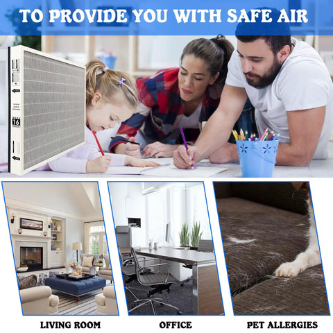 Family coloring with MERV 16 20X25X3In Air Filter For Bryant Carrier Purifier Cartridge, highlighting clean air benefits in home and office.
