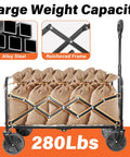 Foldable Wagon Cart With Wheels Grab And Go Lightweight 11 Lb Portable Collapsible Wagon 280 Lb Capacity loaded with bags