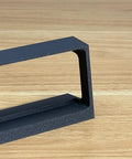 Top Shelf Angled Stand For AK2515 Audio Spectrum Analyzer custom display holder made of sturdy black metal for desk use.