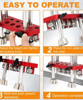 Step-by-step usage guide for Pro Grade Sheet Metal Bender Tool With 2 Station Design for Roofing and Fabrication, showing adjustment process.