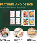 Big Capacity Seed Packet Organizer Binder with 50 Heavy Duty Sheet Protectors that holds 200 seed envelopes displayed open