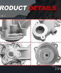 Top Notch Engine Water Pump With Fresh O Ring And 3 Bolt Pulley Flange AW6741 43016 showing detailed views of assembly and fittings.