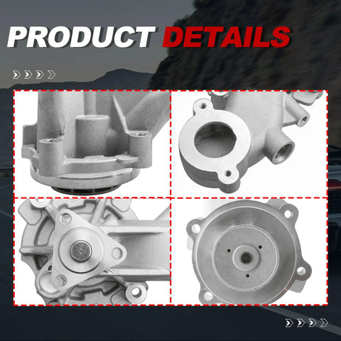Top Notch Engine Water Pump With Fresh O Ring And 3 Bolt Pulley Flange AW6741 43016 showing detailed views of assembly and fittings.