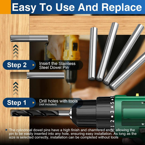 Diagram of Premium 3mm x 30mm Stainless Steel Dowel Pins 304 for Precision Alignment in woodworking model with drill