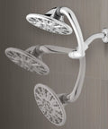 SideWinder Adjustable Rain Shower Head With 6 Spray Modes and High Pressure PowerPulse Massage, Chrome Finish shown in bathroom