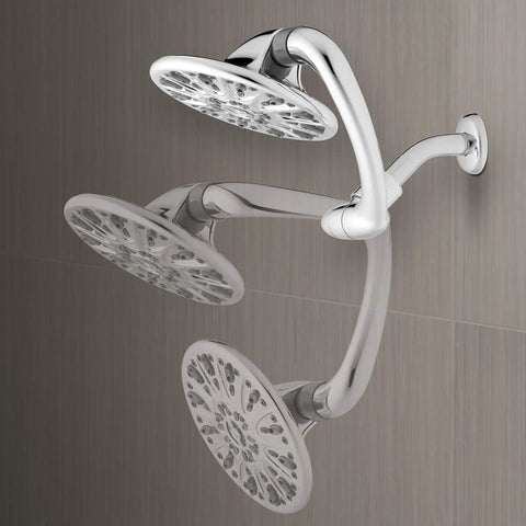 SideWinder Adjustable Rain Shower Head With 6 Spray Modes and High Pressure PowerPulse Massage, Chrome Finish shown in bathroom