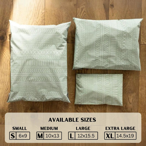 Extra Large 14x19 Inch Poly Mailers Pack Of 50 Self Sealing Waterproof And Tear Proof Envelopes In Sage Green Boho Design