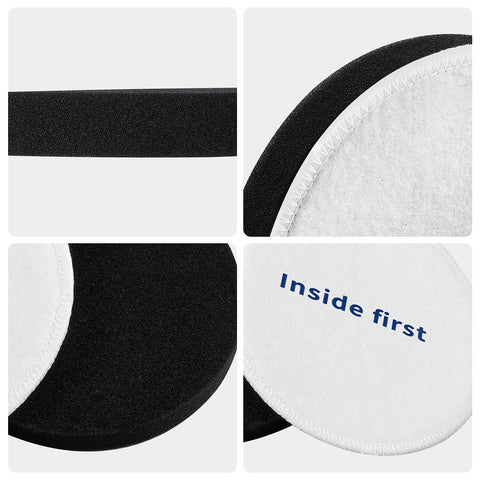 Collage showing details of Replacement Vacuum Filters For Eureka Power Speed Upright Vacuums NEU Series NEU182A NEU182B NEU180 4 Pack.