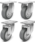 ZDNEY 3-Inch caster wheels set of 4 with rubber wheels and metal mounting plates (2 swivel, 2 rigid)