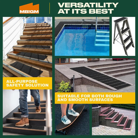 Eight Pack 24 By 6 Inch Pre Cut Stair Treads With 80 Grit Aluminum Oxide Traction Pad For Outdoor Steps Keeps You Safe