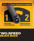 Smoother Than Silk 13 Inch Benchtop Thickness Planer With Robust 15 Amp Motor And Two Speed Gearbox control panel for gear shifting.