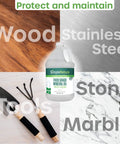 All American Food Grade Mineral Oil For Wood Care Keeps Your Cutting Boards Butcher Block Counters And Stainless Steel Smooth Protected And Ready For Action Odorless Tasteless Colorless 1 Gallon bottle with handling surfaces background
