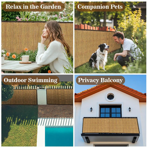 Outdoor Fence Privacy Screen 3 Ft By 10 Ft Brown Made From Durable HDPE Mesh With Reinforced Grommets in garden and patio settings