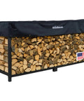 Heavy Duty Firewood Rack For Outdoor And Indoor Use Eight Foot Raised Lumber Storage Holds Half Cord Of Logs About Sixty Four Cubic Feet Keeps Firewood Dry And Ready With Built To Last Steel Construction And Weather Cover