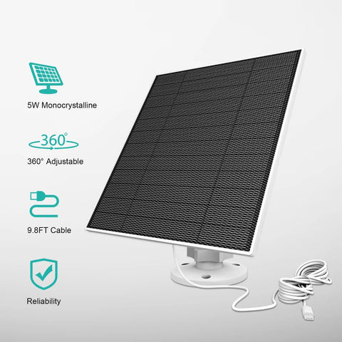 5W Solar Panel Charger For Eufy Outdoor Cameras Compatible With EufyCam 3 3C 2 2 Pro 2C 2C Pro E E20 E40 L20 L40