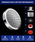 High Pressure 6 Inch Rainfall Shower Head With Adjustable Angles 90 Anti Clog Nozzles Premium Polished Chrome Finish