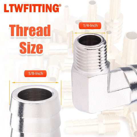 Nickel Brass 90 Degree Barb Elbow Hose Fitting Five Eighth Inch Inner Diameter One Quarter Inch Male NPT Thread