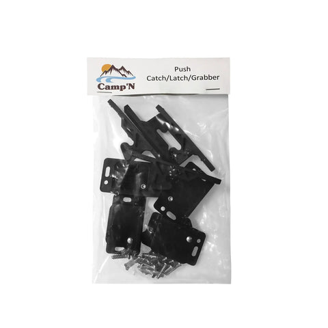 4 Pack RV Cabinet Door Latches And Catches Easy Install Push Latch For Cabinets In Trailers And Motorhomes in packaging