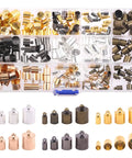 200 Piece Brass Cord End Caps Jewelry Findings Kit in Assorted Sizes for Tassels Leather and Art Crafts Crazy Good Value Kit