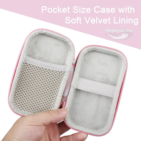 Open heavy duty tech travel organizer case for vape pods and charging cables with soft velvet lining in hand.