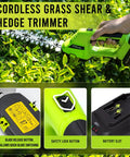 Cordless Hedge Trimmer And Grass Shear 2 In 1 For Effortless Yard Work