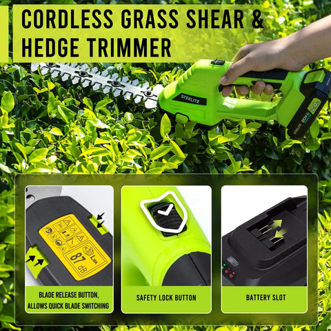 Cordless Hedge Trimmer And Grass Shear 2 In 1 For Effortless Yard Work