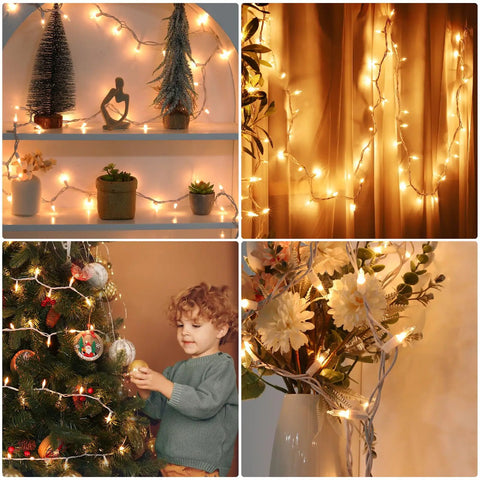 100 Count Clear White Wire UL Listed Connectable Warm White String Lights for versatile home and festive decor