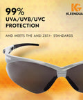 Nemesis Safety Glasses Smoke Anti Fog Lenses with Silver Frame showcasing 99% UVA/UVB/UVC protection