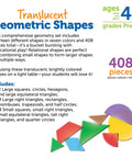 Translucent Geometric Shapes for Light Table Play Hands On Math Manipulatives for Kindergarten and Early Learners product graphic.