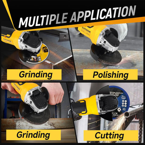Cordless 4.5 Inch Angle Grinder With 10000 RPM Brushless Motor grinding, polishing, and cutting metal surfaces