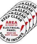 Yo Workers Need To Grab These 5 Pack 17 Inch Anti Slip Electrical Panel Clear Floor Stickers High Visibility Safety Decals on a white background.