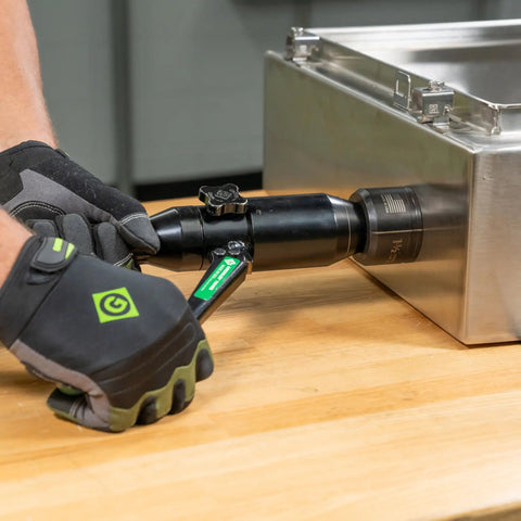 Using 8 Ton Hydraulic Knockout Punch Kit With Quick Draw Driver for metal hole in steel