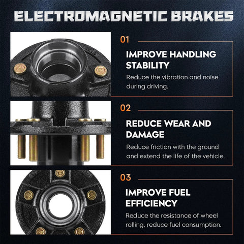 Youxmoto trailer idler hub kit, set of 2, 5x4.5 bolt pattern, with bearing and grease seal; black hubs with brass bolts