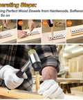 Step-by-step use of DIY Wood Dowel Plate Maker With Nineteen Hole Set In One Thirty Second Inch Increments From One Eighth Inch