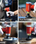 Tiny But Mighty Mini Air Powered Orbital Sander Kit 2 Inch Right Angle Surface Prep Tool With 41 Roll Lock Discs in use