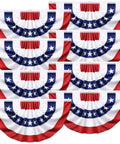 8 Pack Pleated Bunting Flags For Outdoor Use 1.5x3 Ft Red White And Blue American Patriotic Half Fan Banners arranged in a grid