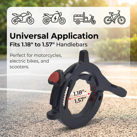 Heavy Duty Motorcycle Cruise Control Throttle Lock With Serrated Heart Push Button Nonslip Handlebar Mount for 1.18" to 1.57" handlebars.