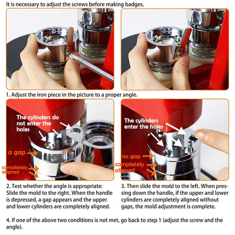 DIY Button Maker Kit 32mm Badge Press Machine With 1000 Button Blanks Circle Cutter showing screw adjustment process