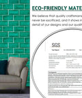 12x10 Inch Peel And Stick Backsplash Tile For Kitchen And Bathroom, green crackle subway look with SGS eco-friendly materials report