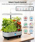 Vertical Hydroponics Growing System With 16 Pods, LED Grow Light, Smart Water Circulation, herbs and vegetables visible