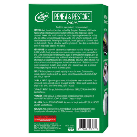Back packaging of Go-To Car Wipes For Paint Scratches Water Spots Headlight Oxidation Glass And Metal, Quick Swirl Marks Bugs Yellowed Headlights Safe On Clear Coat Pack Of 8 Wipes