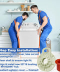 Complete Washer Basket Repair Kit Featuring Driven Hub And Heavy Duty Bushing Assembly - technicians installing washer parts.