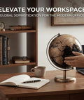 6 Inch World Globe With Antique Bronze Stand Dope Black And Gold Earth Desktop Decor For Home Office Classroom Geography Learning Globe